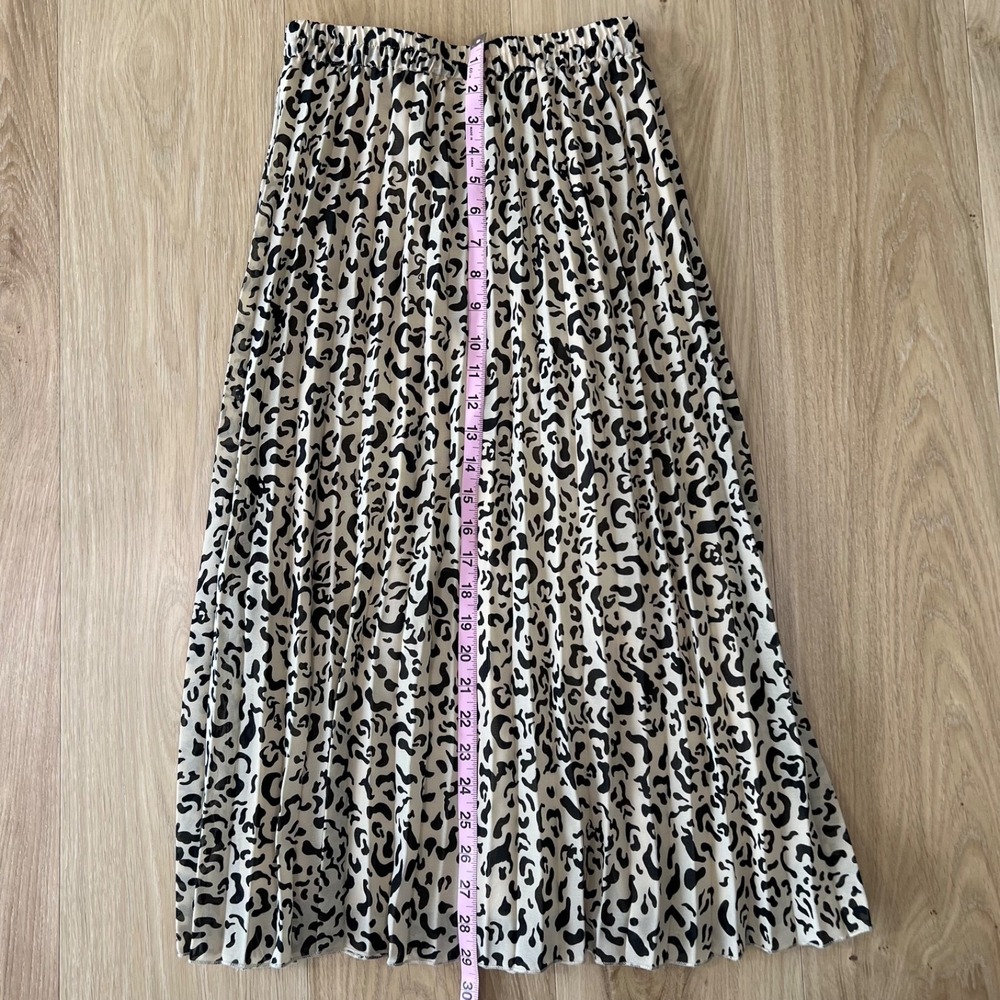 Japna Maxi Skirt Pleated Pull On Leopard Print Size S Casual Teacher Office - Picture 2 of 6
